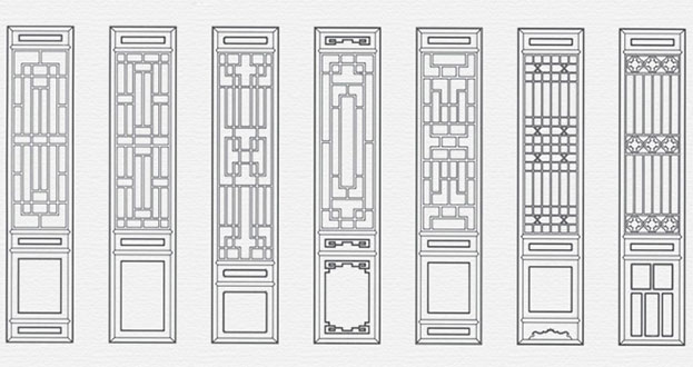 霍城常用中式仿古花窗图案隔断设计图